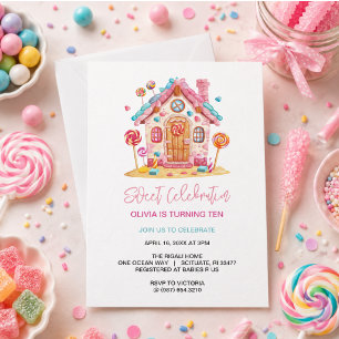 Candyland Sweet Celebration Kids Birthday Party Invitation