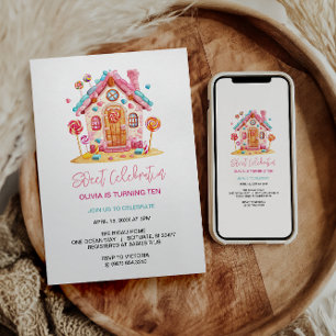 Candyland Sweet Celebration Kids Birthday Party Invitation