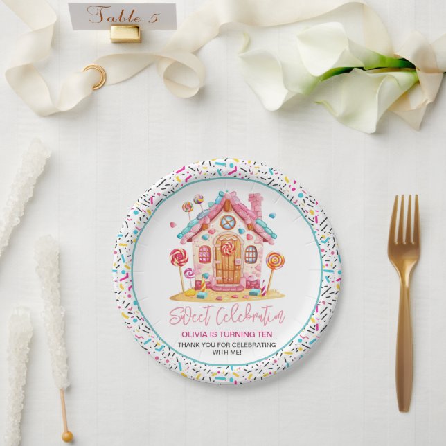 Candyland Sweet Celebration Kids Birthday Party Paper Plates (Wedding)