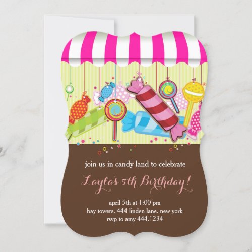 Candyland Sweet Shop Birthday Invitations