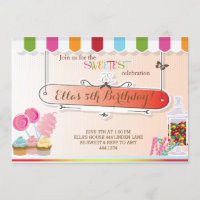 Candyland Sweet Shop Birthday Invitations