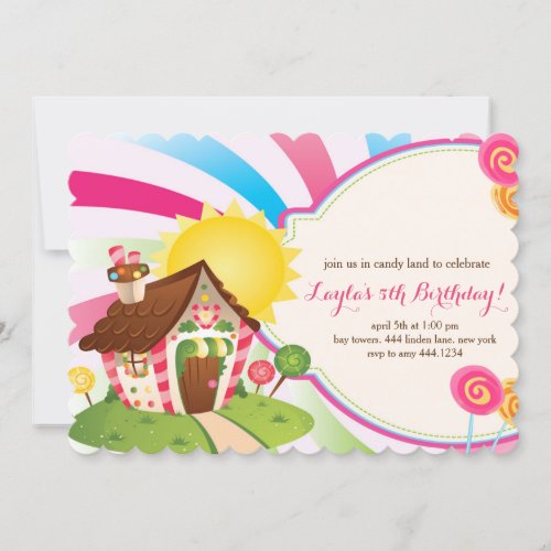 Candyland Sweet Shop Birthday Invitations