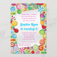 Candyland Sweet Shoppe Birthday Invitation