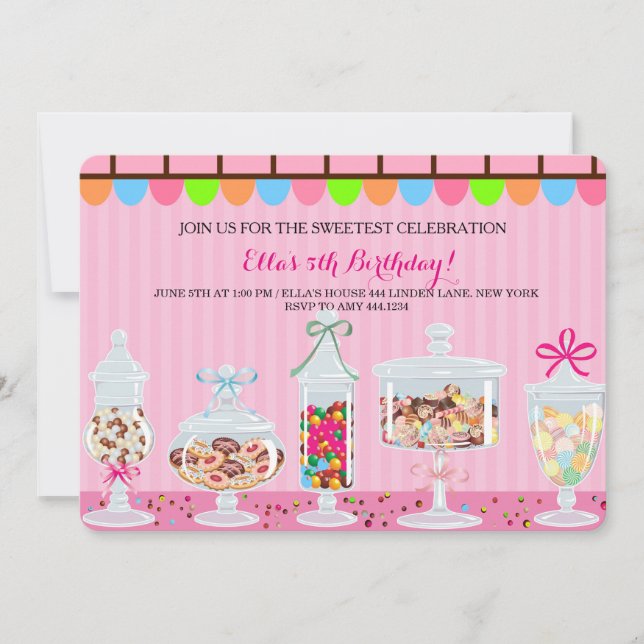 Candyland Sweet Shoppe Birthday Invitations (Front)