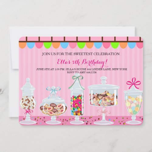 Candyland Sweet Shoppe Birthday Invitations