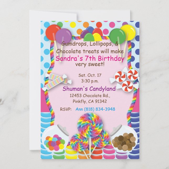 Candyland Sweets Invitation (Front)
