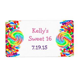 Candyland Theme Sweet 16 Custom Favor Label