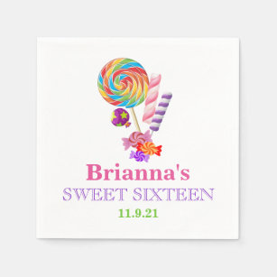 Candyland Theme Sweet 16 Personalized Napkin