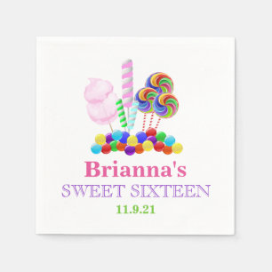 Candyland Theme Sweet 16 Personalized Napkin