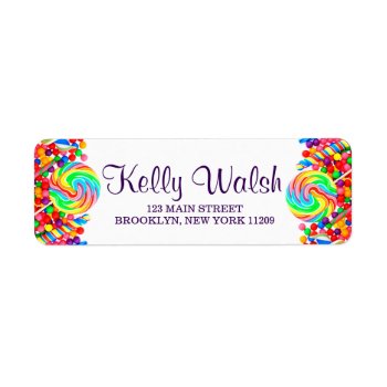 Candyland Theme Sweet 16 Return Address Labels by PurplePaperInvites at Zazzle