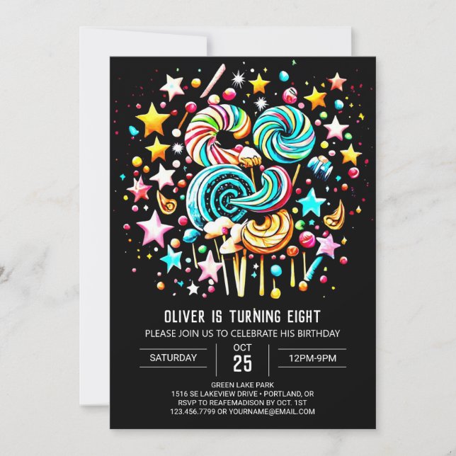 Candyland Whimsy Editable Birthday Invitation (Front)
