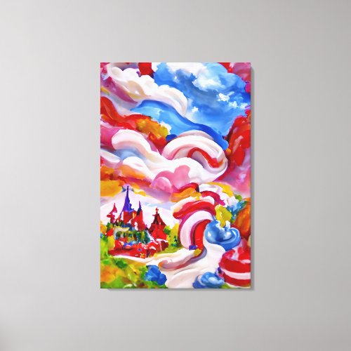 Candyland Wonderland Blue Sky White Clouds  Canvas Print