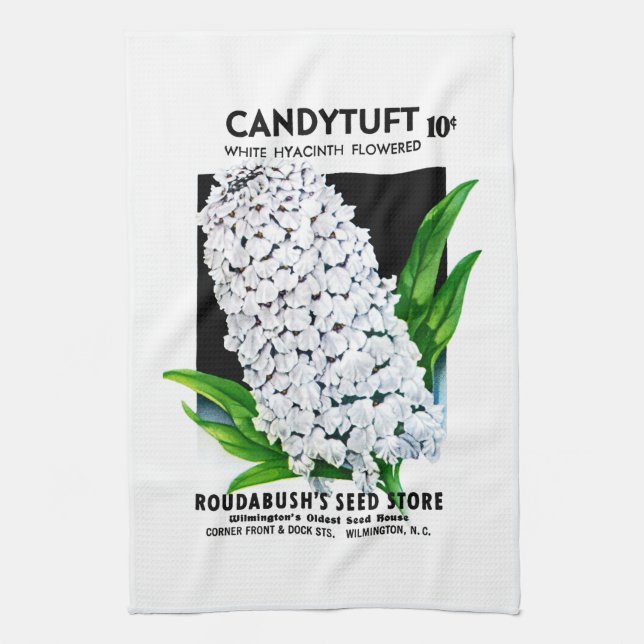 Candytuft Seed Packet Label Kitchen Towel (Vertical)