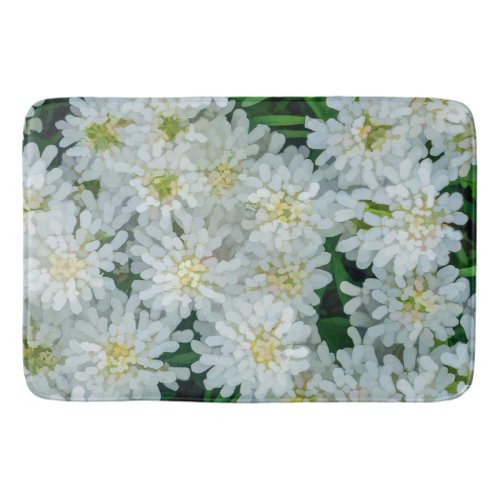 Candytuft White Flower Graphic Art Shower Curtain Bath Mat
