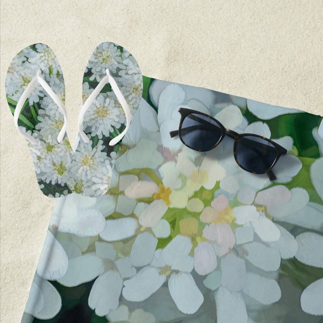 Candytuft White Flower Graphic  Beach Towel (Creator Uploaded)