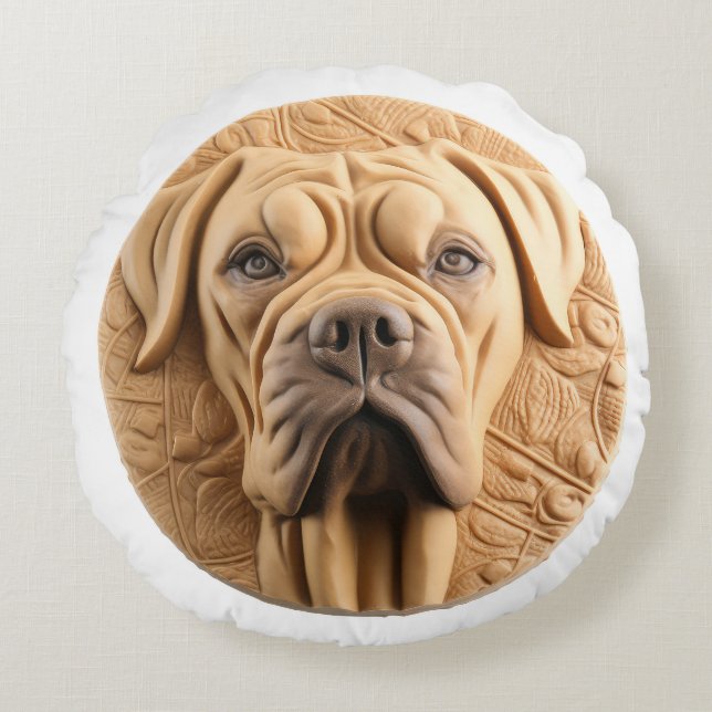 Cane Corso 3D Inspired Round Pillow (Front)