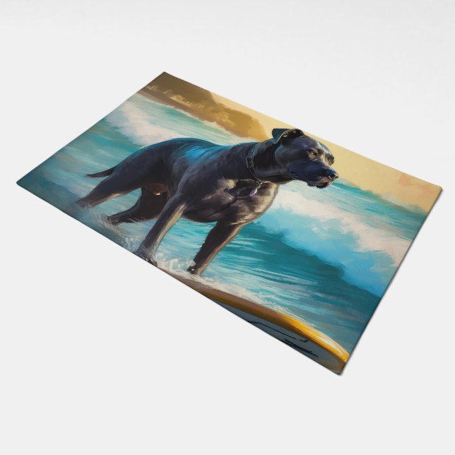 Cane Corso Beach Surfing Painting Doormat (Angled)