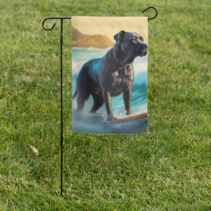 Cane Corso Beach Surfing Painting Garden Flag