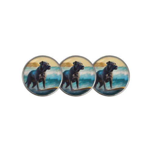 Cane Corso Beach Surfing Painting Golf Ball Marker