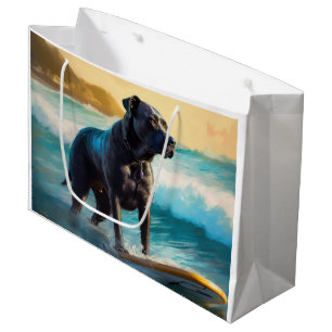 Cane Corso Beach Surfing Painting Large Gift Bag