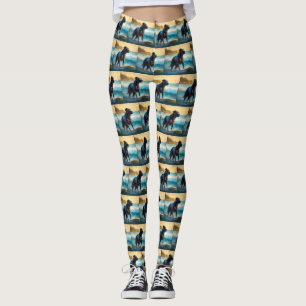 Cane Corso Beach Surfing Painting Leggings
