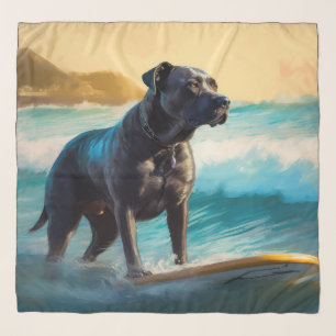 Cane Corso Beach Surfing Painting Scarf