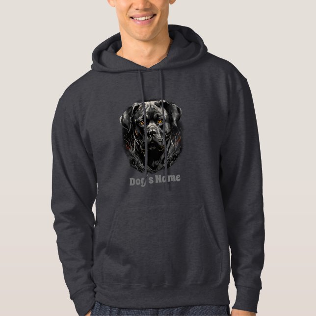 Cane Corso Black and White Portrait Silhouette Hoodie (Front)