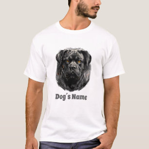 Cane Corso Black and White Portrait Silhouette T-Shirt