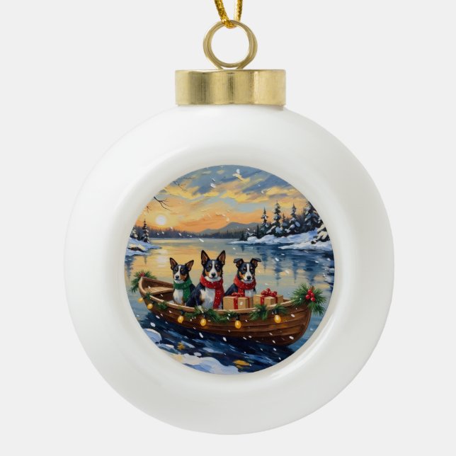 Cane Corso Christmas Boat Holiday Ceramic Ball Christmas Ornament (Front)