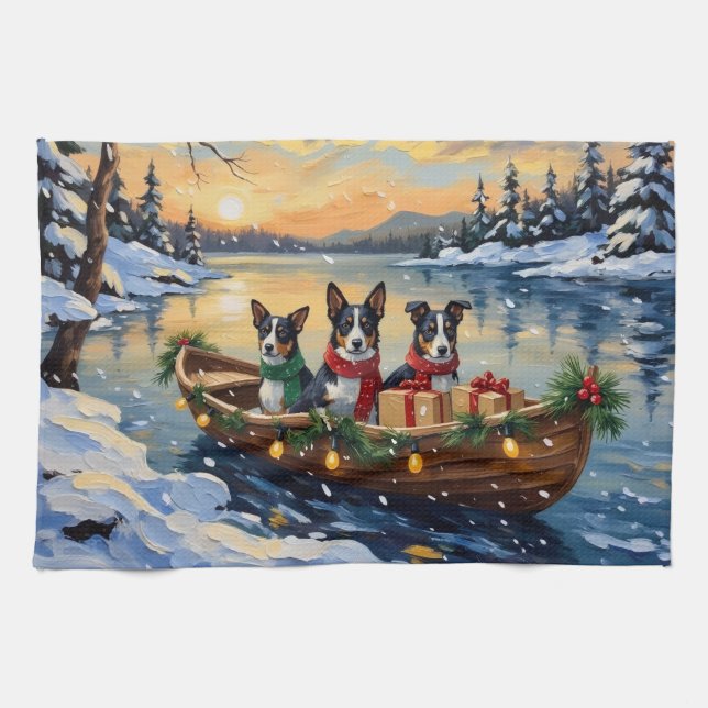 Cane Corso Christmas Boat Holiday Kitchen Towel (Horizontal)