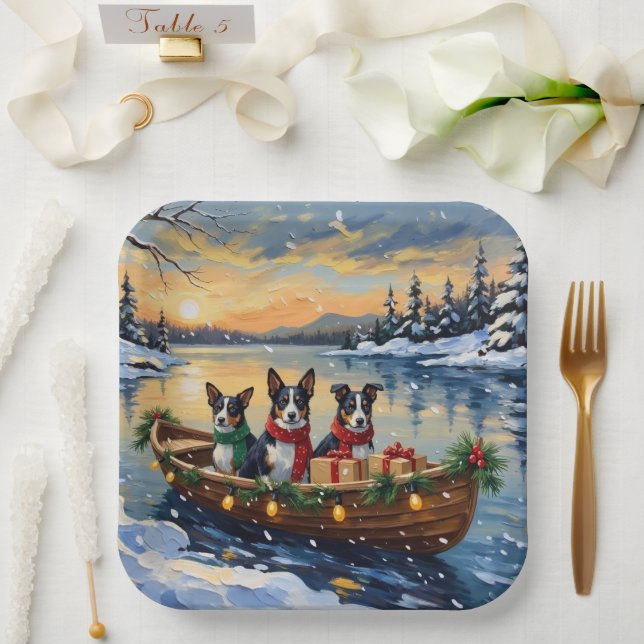 Cane Corso Christmas Boat Holiday Paper Plates (Wedding)