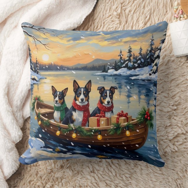Cane Corso Christmas Boat Holiday Throw Pillow (Blanket)