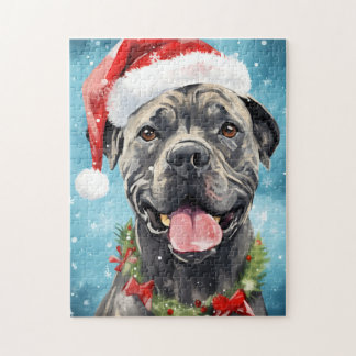 Cane Corso Christmas brush painting artwork Jigsaw Puzzle