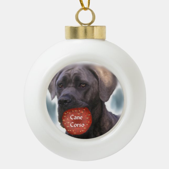 Cane Corso Christmas Ceramic Ball Christmas Ornament (Front)