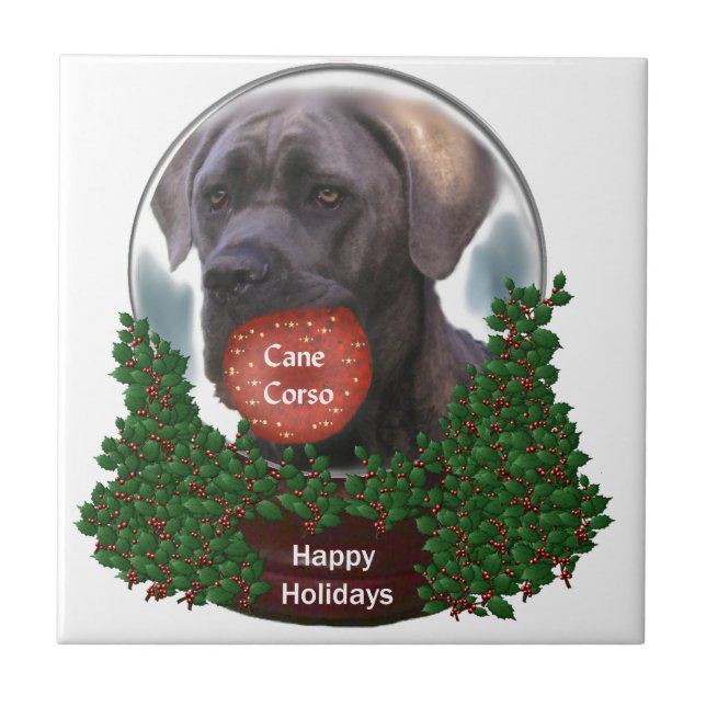 Cane Corso Christmas Ceramic Tile (Front)