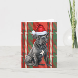 Cane Corso Christmas Dog Red Plaid Christmas Holiday Card