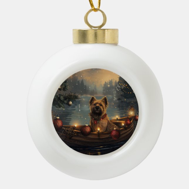 Cane Corso Christmas Festive Voyage Ceramic Ball Christmas Ornament (Front)