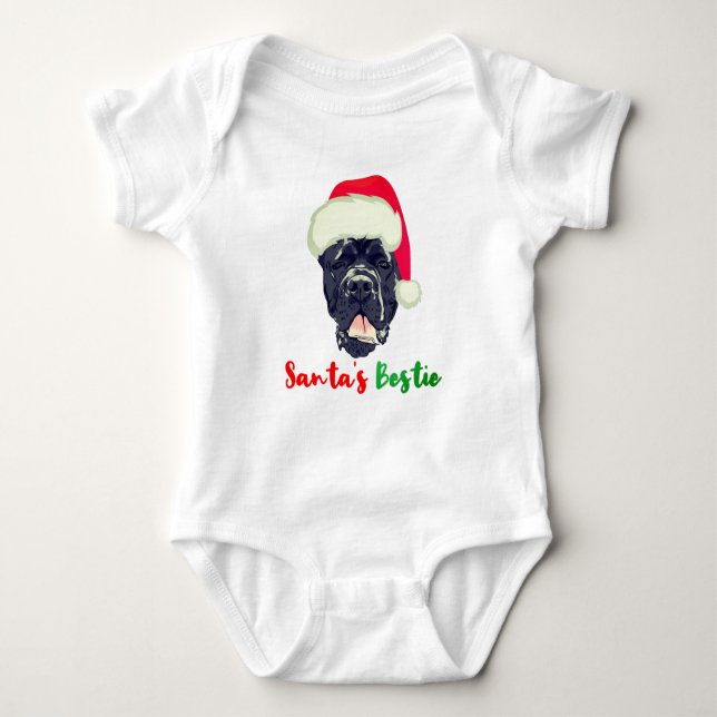 Cane Corso Christmas Santa's Bestie Family Pajama Baby Bodysuit (Front)
