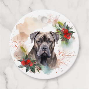 Cane Corso Christmas Wreath Festive Pup Favor Tags