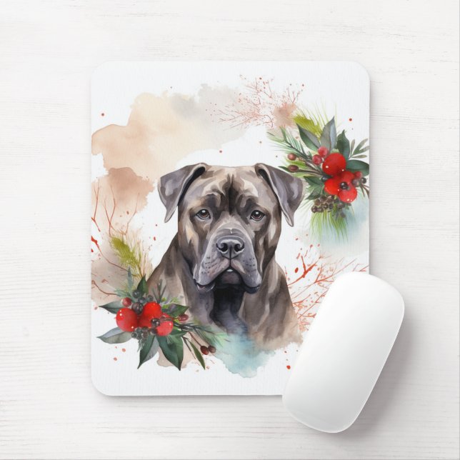 Cane Corso Christmas Wreath Festive Pup Mouse Pad (With Mouse)