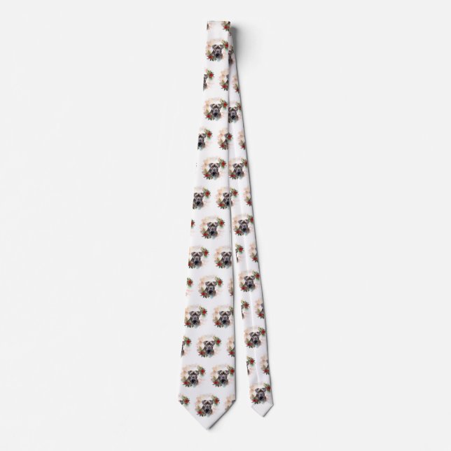 Cane Corso Christmas Wreath Festive Pup Neck Tie (Front)