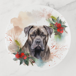 Cane Corso Christmas Wreath Festive Pup Trinket Tray