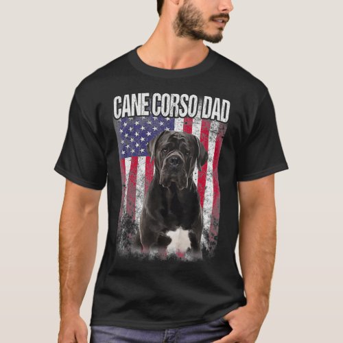 Cane Corso Dad With Proud American Flag Dog T_Shirt