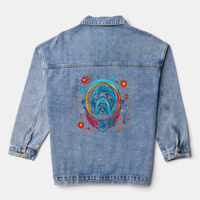 Cane Corso Dog Astronaut  Denim Jacket (Back)