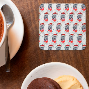 Cane Corso Dog Breed Christmas Stars Square Paper Coaster