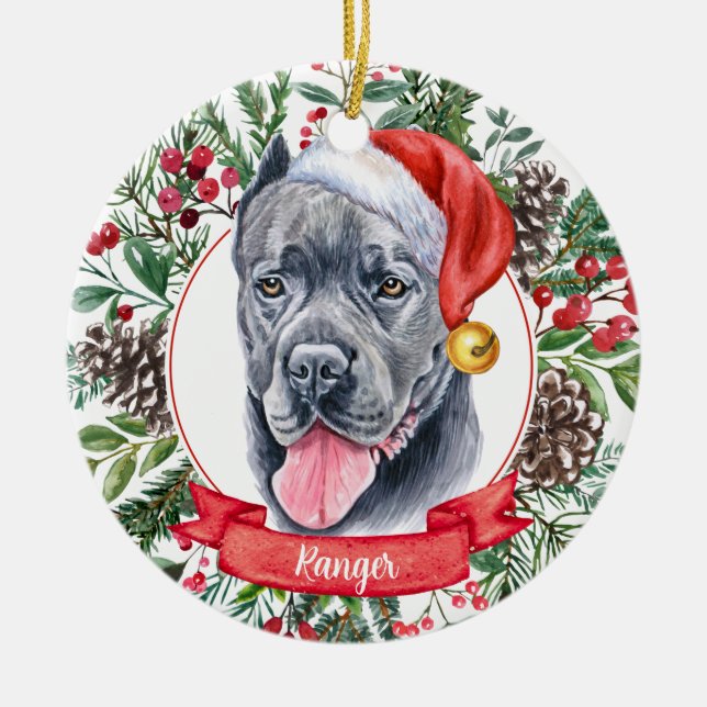 Cane Corso Dog Custom Santa Christmas Ornament (Front)