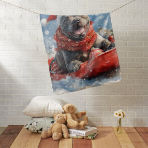 Cane Corso Dog in Sledge Let it Snow Christmas Baby Blanket