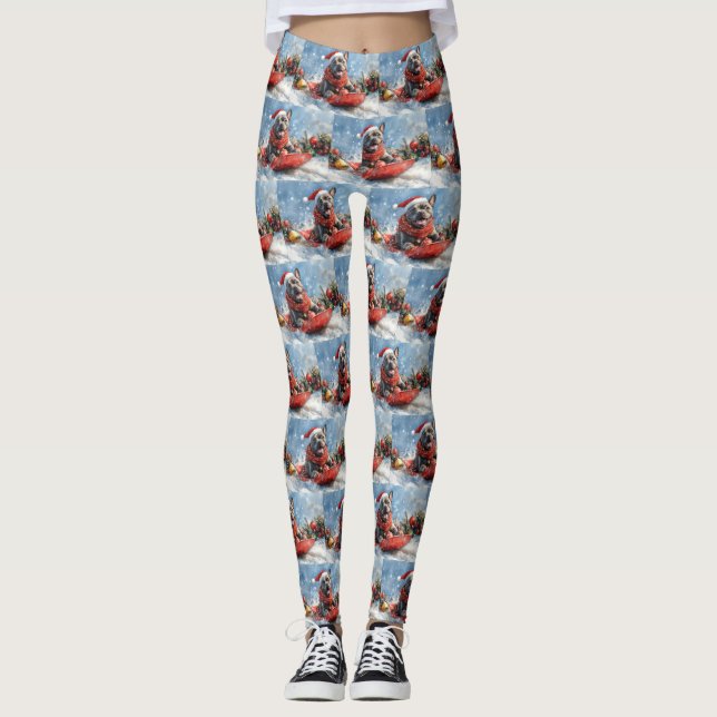 Cane Corso Dog in Sledge Let it Snow Christmas Leggings (Front)