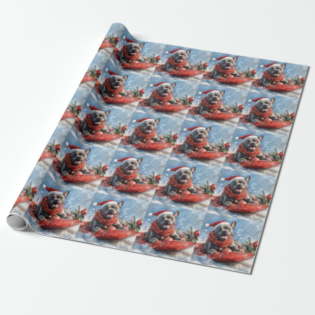 Cane Corso Dog in Sledge Let it Snow Christmas Wrapping Paper (Unrolled)