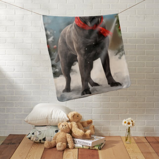 Cane Corso Dog in Snow Christmas  Baby Blanket (In Situ)